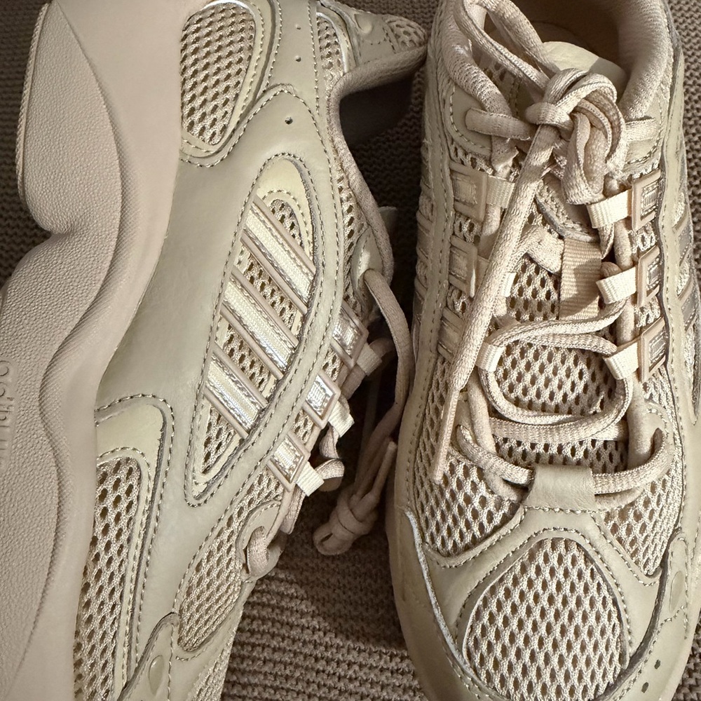 adidas Beige Mesh Athletic Shoes